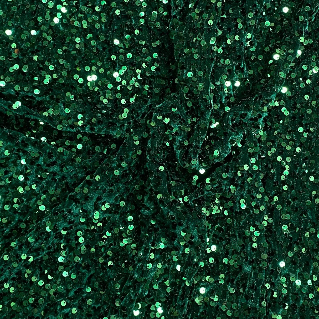 Pound A Metre Per Metre Luxurious Sequins On Velvet- 55" Wide - (Emerald & Black)