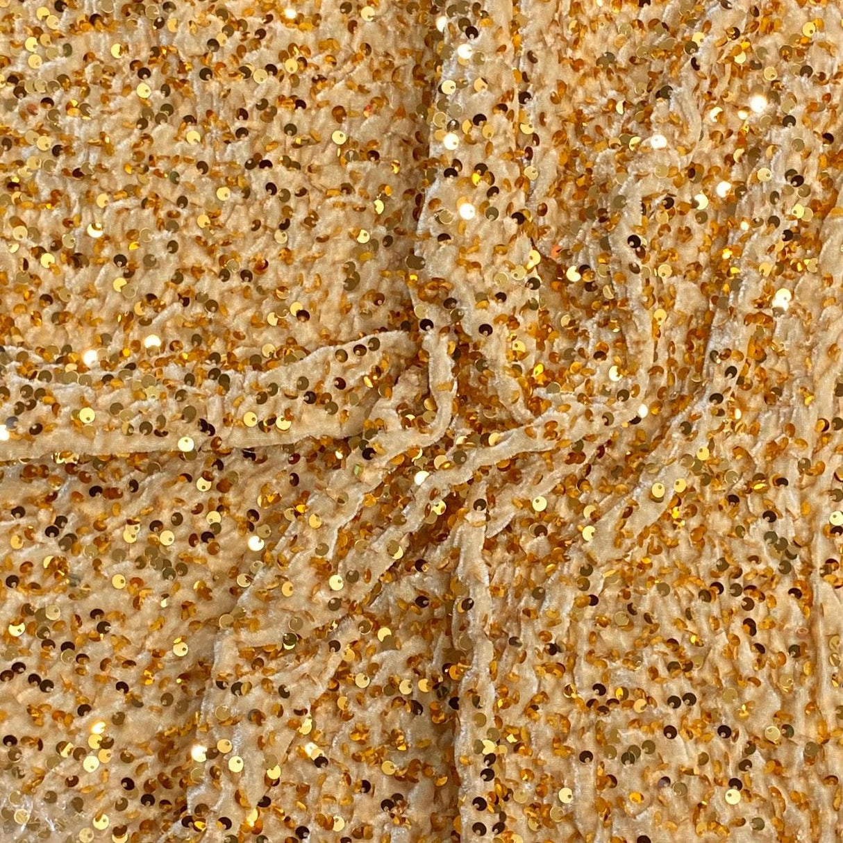 Pound A Metre Per Metre Luxurious Sequins On Velvet- 55" Wide - (Gold)