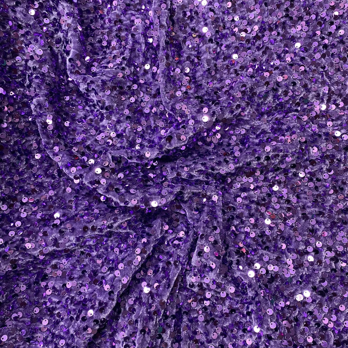 Pound A Metre Per Metre Luxurious Sequins On Velvet- 55" Wide - (Lilac)