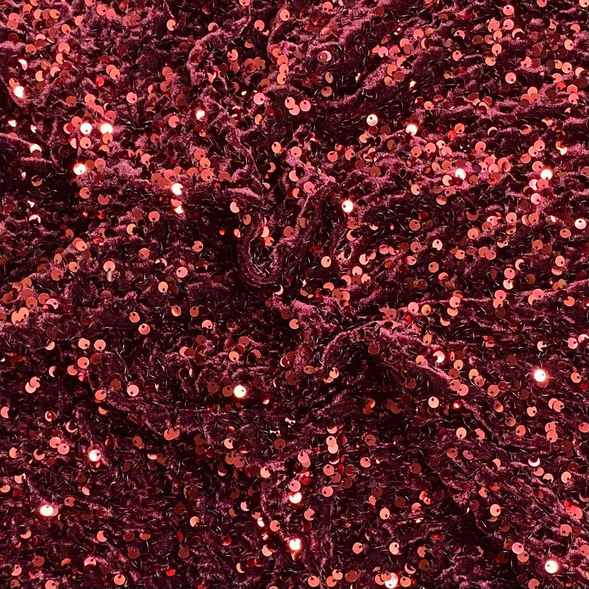 Pound A Metre Per Metre Luxurious Sequins On Velvet- 55" Wide - (Maroon)