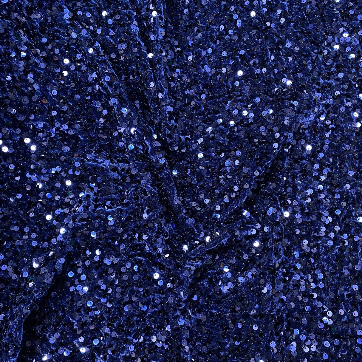 Pound A Metre Per Metre Luxurious Sequins On Velvet- 55" Wide - (Navy)