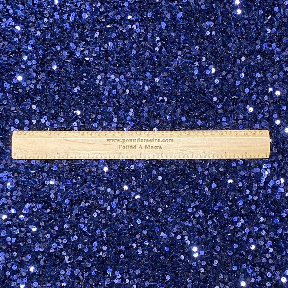 Pound A Metre Per Metre Luxurious Sequins On Velvet- 55" Wide - (Navy)