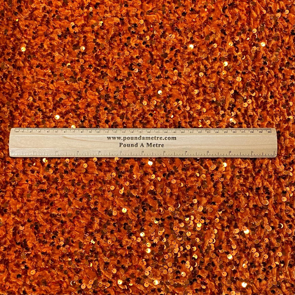 Pound A Metre Per Metre Luxurious Sequins On Velvet- 55" Wide - (Orange)
