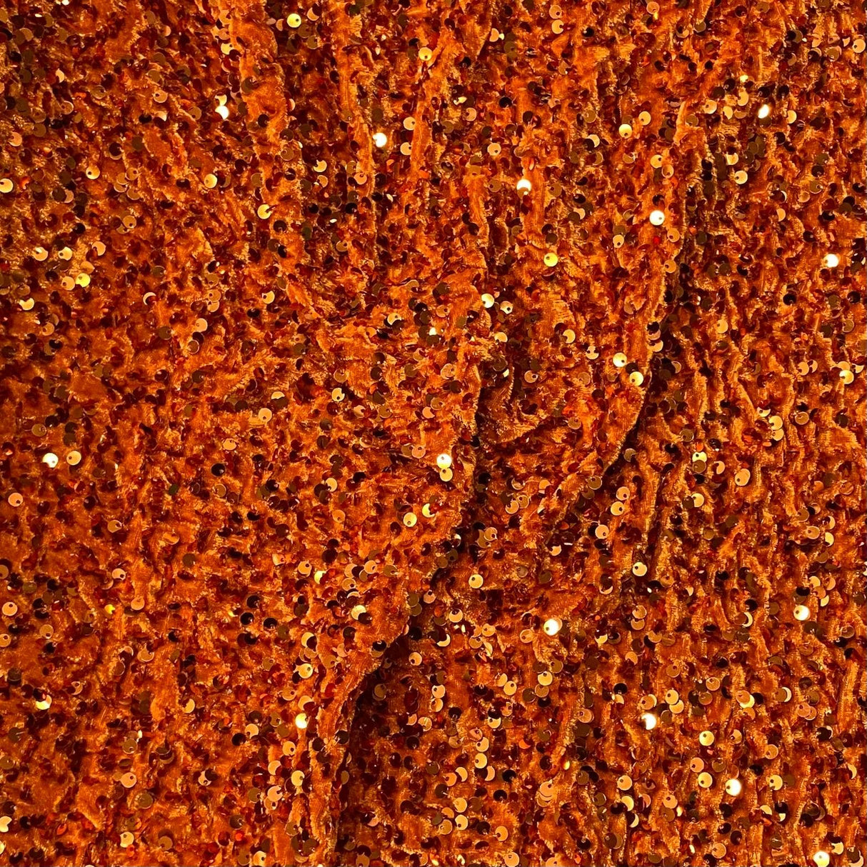 Pound A Metre Per Metre Luxurious Sequins On Velvet- 55" Wide - (Orange)