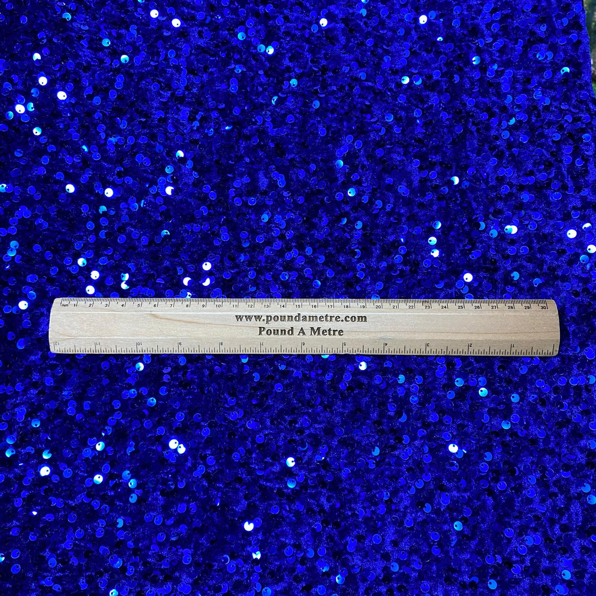 Pound A Metre Per Metre Luxurious Sequins On Velvet- 55" Wide - (Royal)