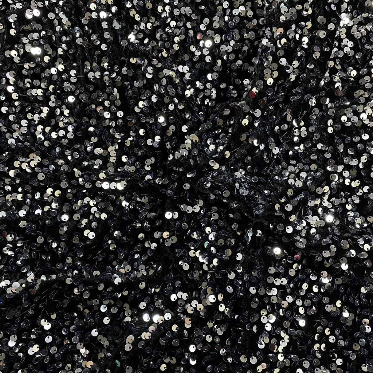 Pound A Metre Per Metre Luxurious Sequins On Velvet- 55" Wide - (Silver & Black)