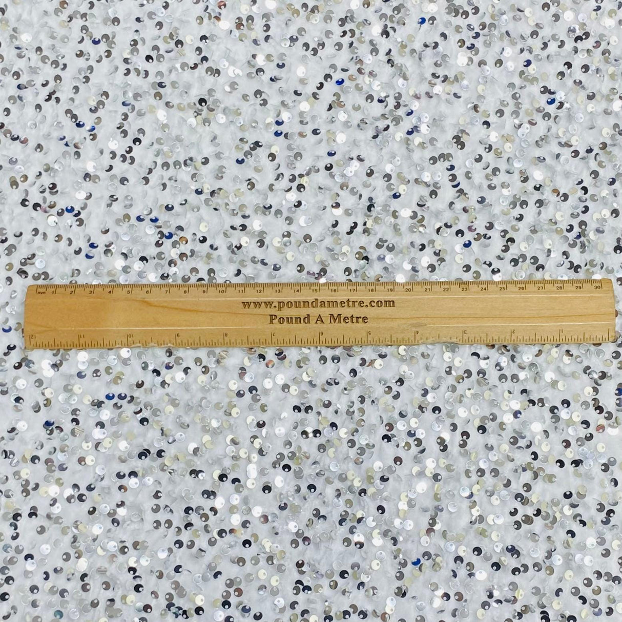 Pound A Metre Per Metre Luxurious Sequins On Velvet- 55" Wide - (White)