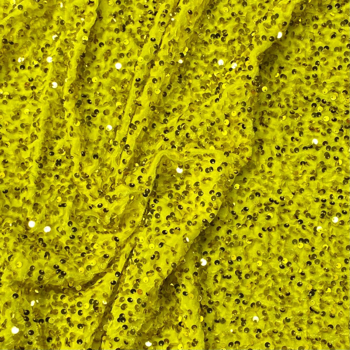 Pound A Metre Per Metre Luxurious Sequins On Velvet- 55" Wide - (Yellow)