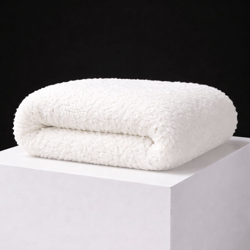 Pound A Metre Luxurious Sherpa Fleece with Sweatshirt Backing – 55" Wide (White)