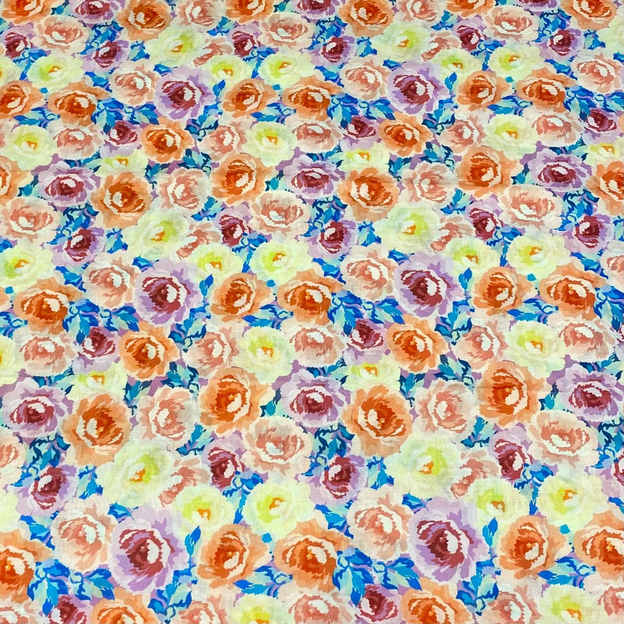 Pound A Metre Luxury Dressmaking 100% Digital Printed Cotton Lawn- 55" (Bright Garden)
