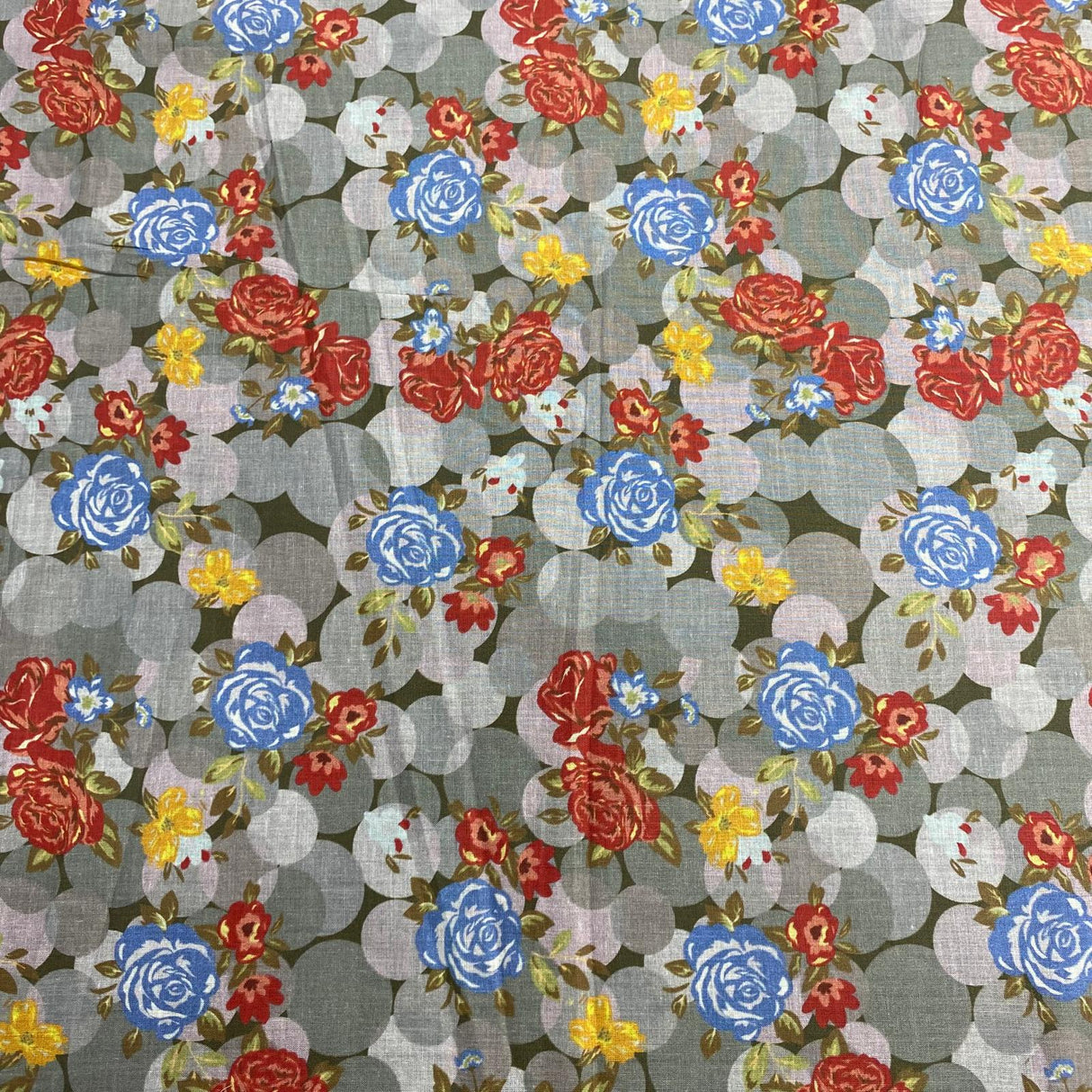 Pound A Metre Luxury Dressmaking 100% Digital Printed Cotton Lawn- 55" (Red & Blue)