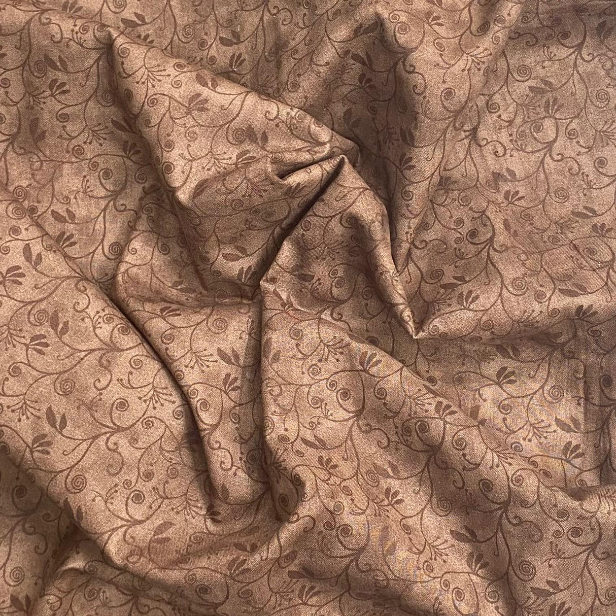 Pound A Metre Per Metres Per Metre 100% Digital Cotton Print - (Brown Floral)