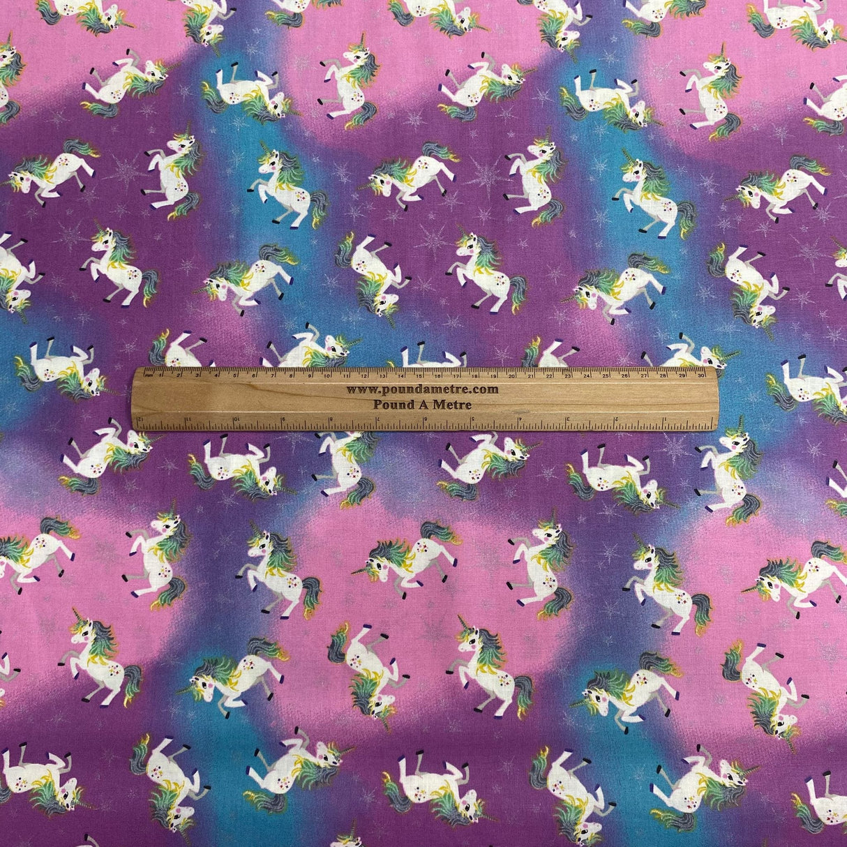 Pound A Metre Per Metres Per Metre 100% Digital Cotton Print - (Unicorn)