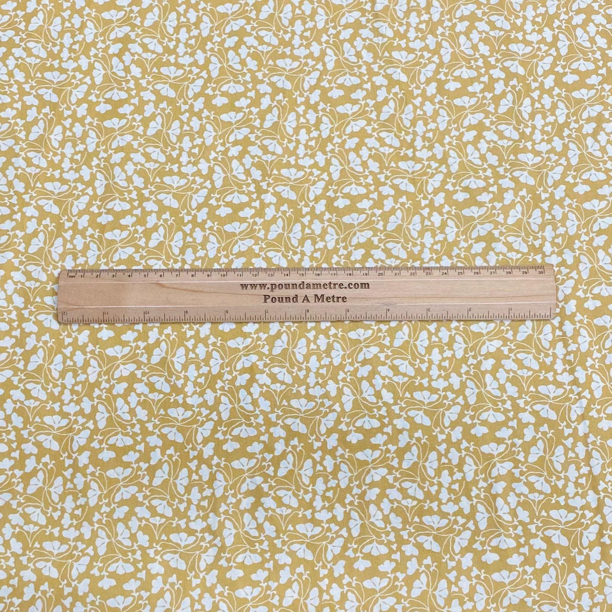 Pound A Metre Per Metres Per Metre 100% Digital Cotton Print - (Yellow & White)