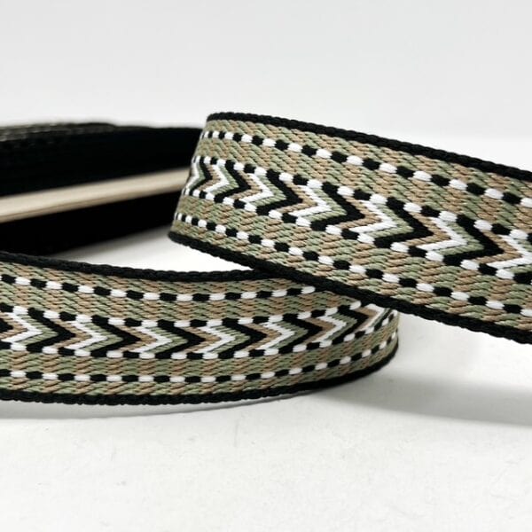Pound A Metre Per Metre Arrow Weave Webbing: For Bag Straps- (Pistachio/taupe/black) 38mm / 40mm