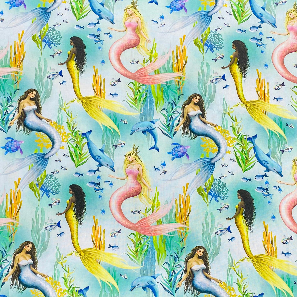 Pound A Metre Per Metre Per Metre Beautiful Digitally Printed 100% Cotton- 45" Wide (Mermaid)