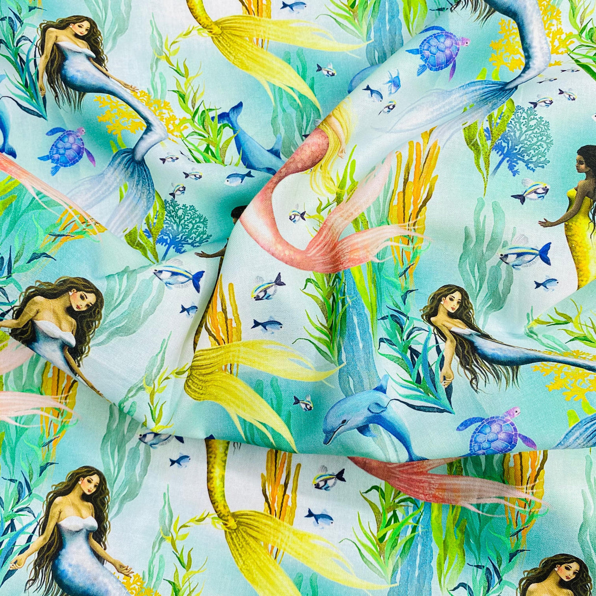 Pound A Metre Per Metre Per Metre Beautiful Digitally Printed 100% Cotton- 45" Wide (Mermaid)