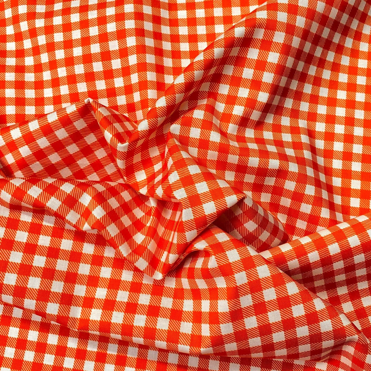 Pound A Metre Per Metre Per Metre Beautiful Digitally Printed 100% Cotton- 45" Wide (Orange Checks)