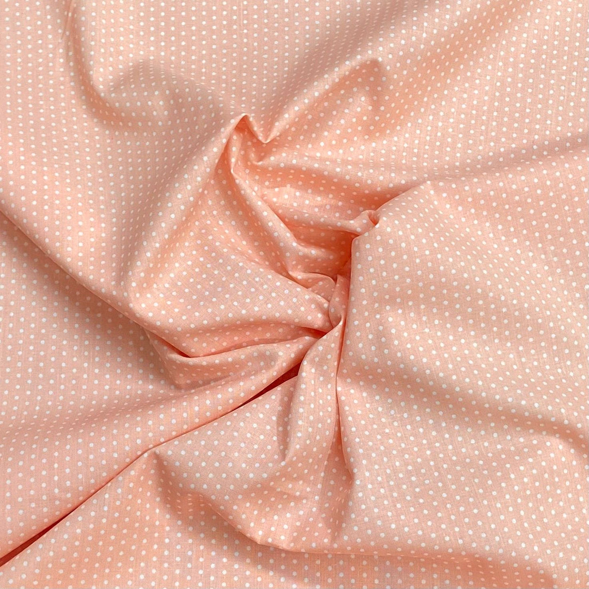 Pound A Metre Per Metre Per Metre Beautiful Digitally Printed 100% Cotton- 45" Wide (Peach Polka)