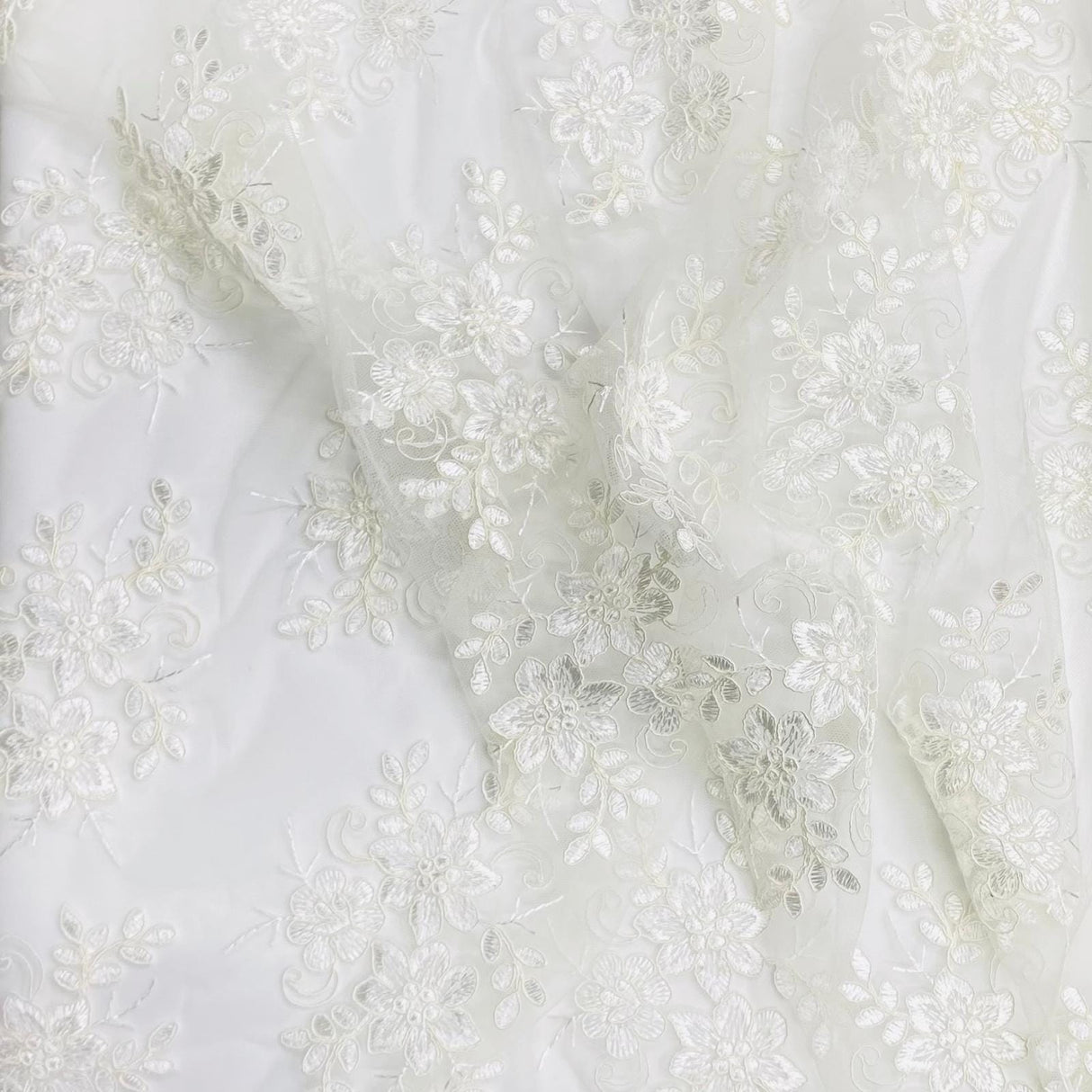 Pound A Metre Per Metre Bridal White Lace- 55'' Wide - (Lace 1)