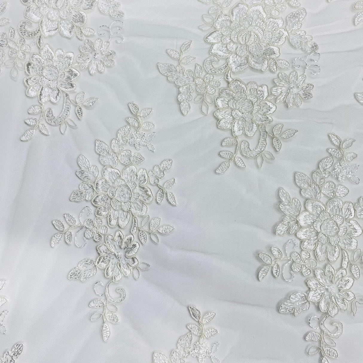 Pound A Metre Per Metre Bridal White Lace- 55'' Wide - (Lace 9)