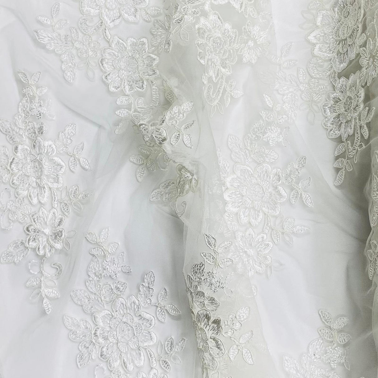 Pound A Metre Per Metre Bridal White Lace- 55'' Wide - (Lace 9)