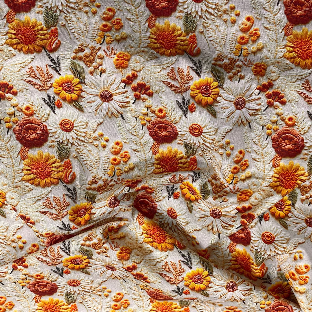 Pound A Metre Per Metre Per Metre Digitally Printed 100% Cotton- 45" Wide (Floral Stitch)