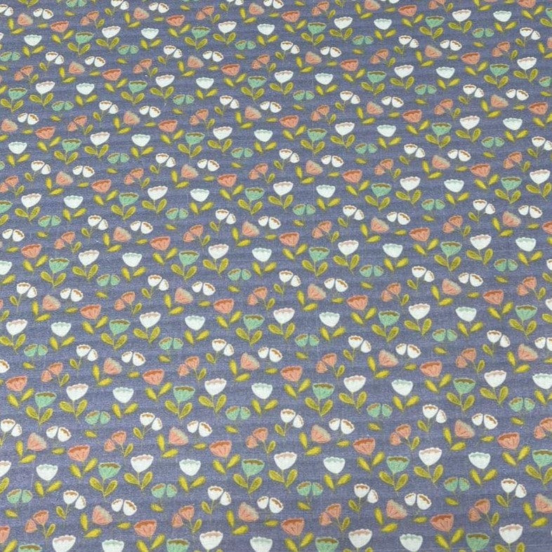 Pound A Metre Per Metre Per Metre Digitally Printed 100% Cotton- 45" Wide (Purple/grey with flowers)