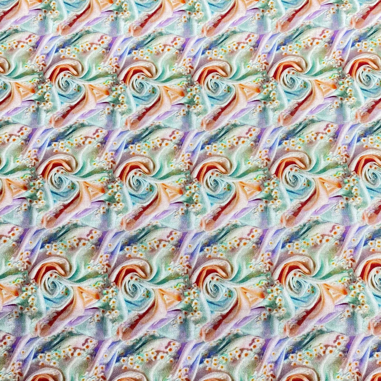 Pound A Metre Per Metre Per Metre Digitally Printed 100% Cotton- 45" Wide (Rose Swirl)