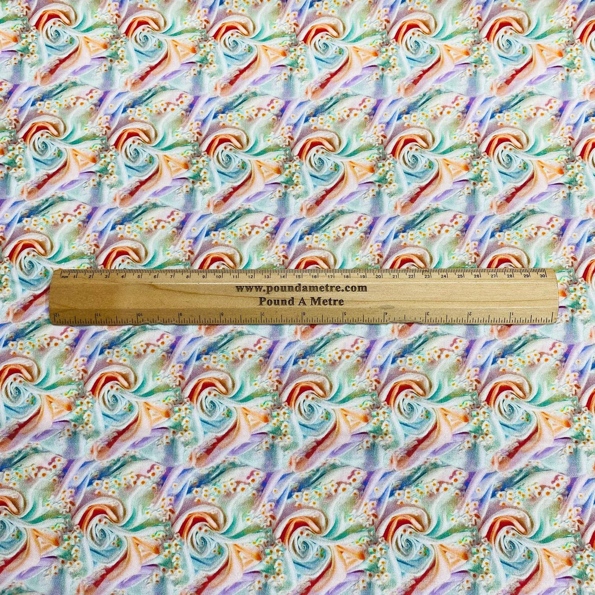 Pound A Metre Per Metre Per Metre Digitally Printed 100% Cotton- 45" Wide (Rose Swirl)