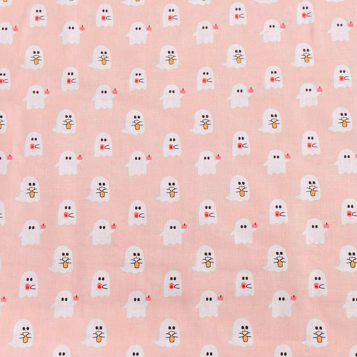 Pound A Metre Per Metre Per Metre Digitally Printed Halloween 100% Cotton- 45" Wide (Pink Ghost)