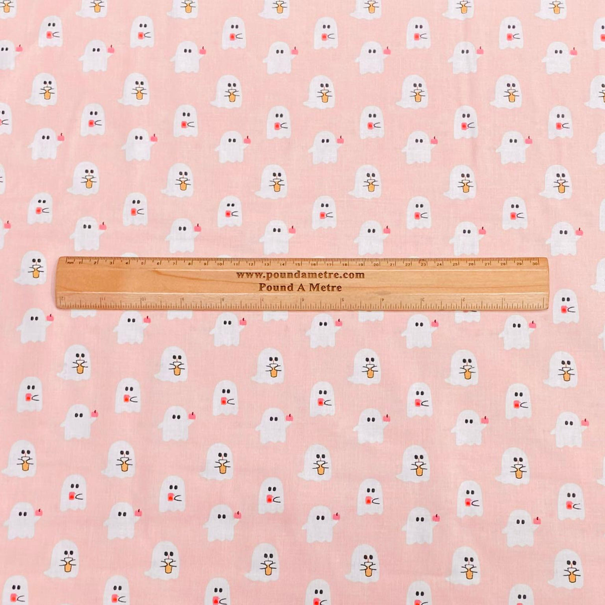 Pound A Metre Per Metre Per Metre Digitally Printed Halloween 100% Cotton- 45" Wide (Pink Ghost)