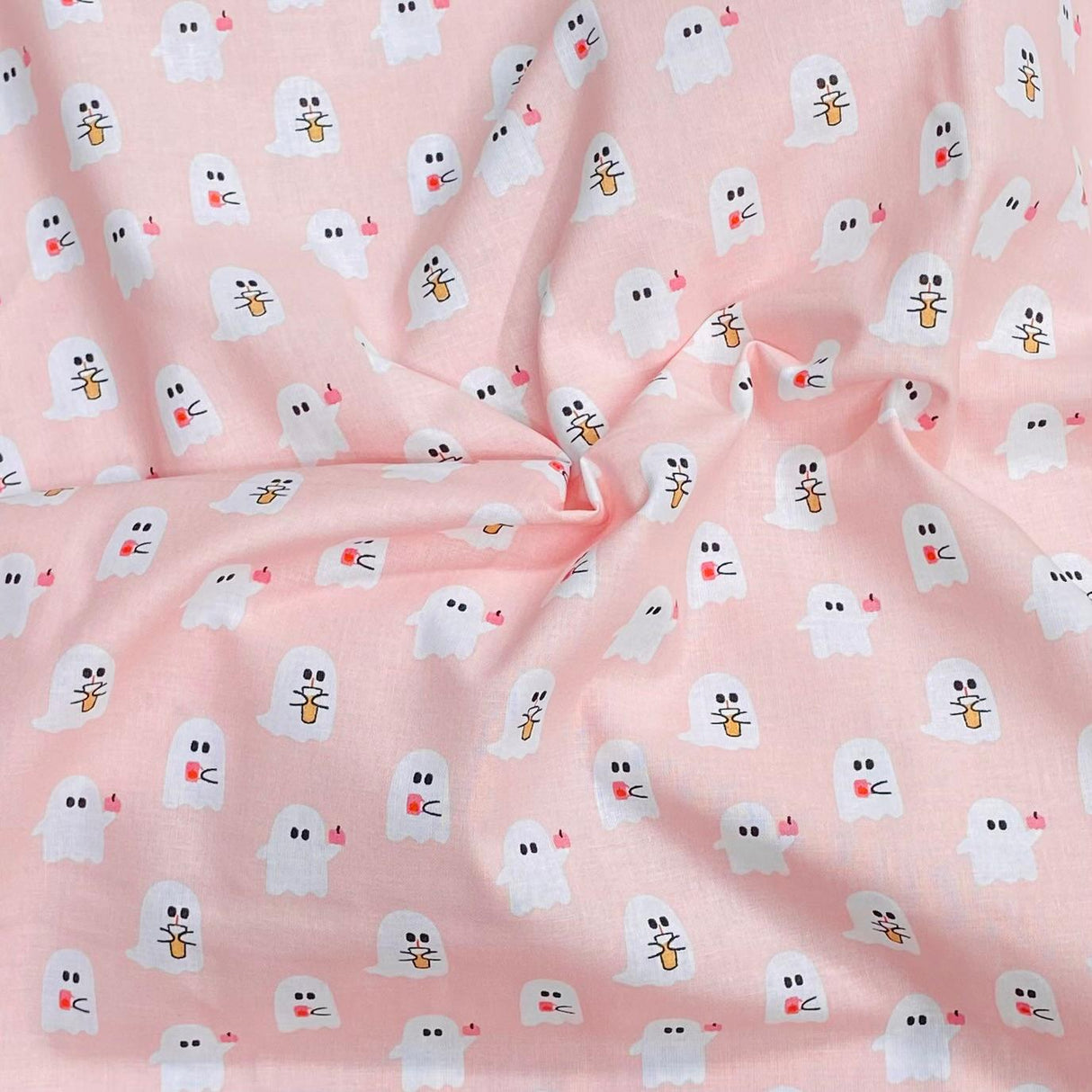 Pound A Metre Per Metre Per Metre Digitally Printed Halloween 100% Cotton- 45" Wide (Pink Ghost)