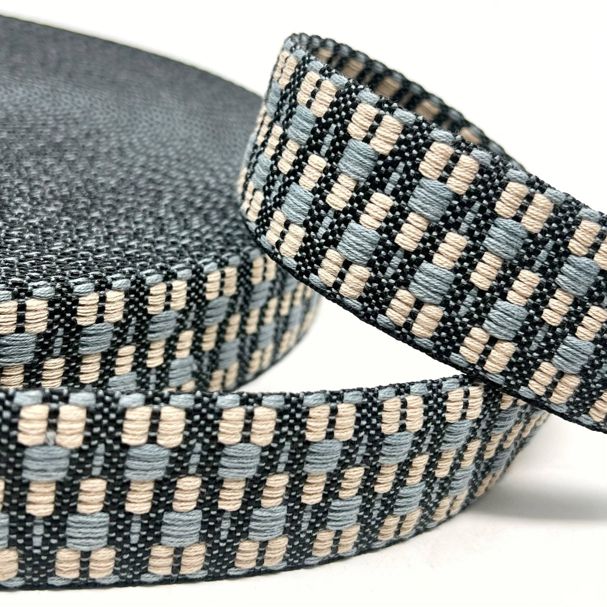 Pound A Metre Per Metre Heavy Duty Webbing: For Bag Straps- (Black/silver/stone) 38mm / 40mm