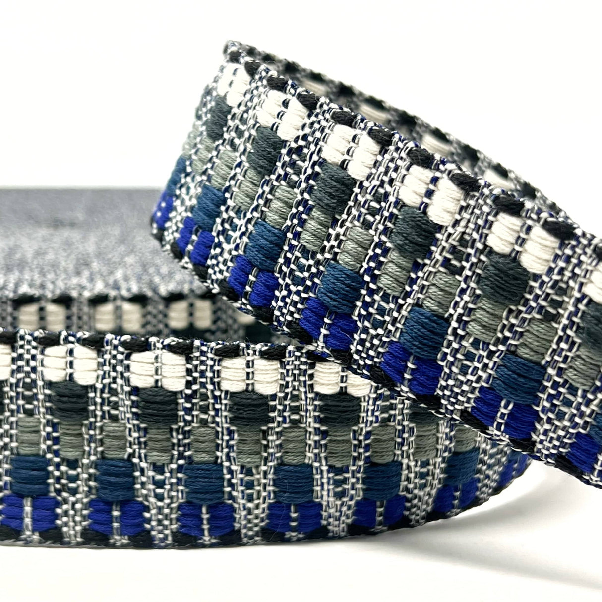 Pound A Metre Per Metre Heavy Duty Webbing: For Bag Straps- (Navy/grey/natural) 38mm / 40mm