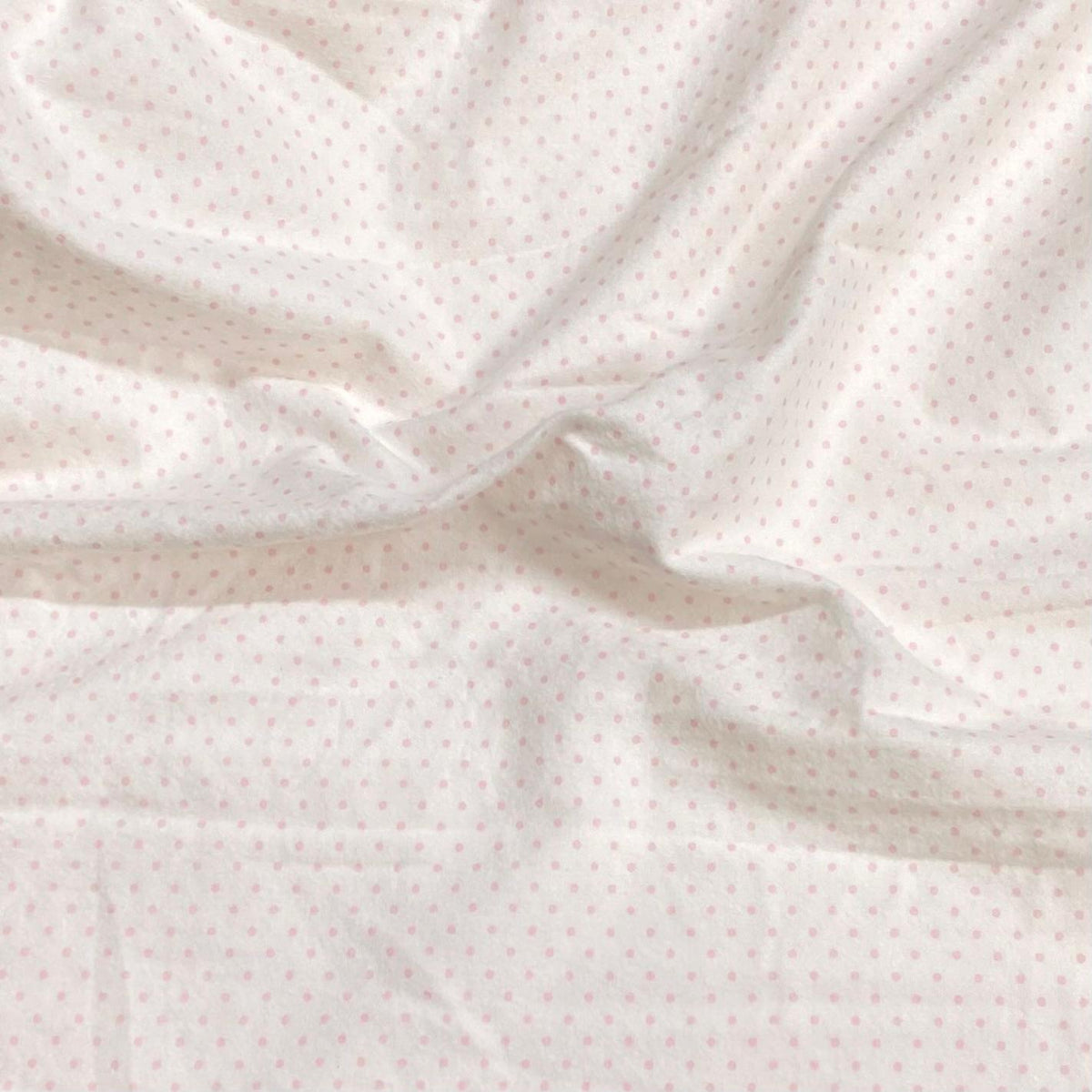 Pound A Metre Per Metre High Quality Brushed Cotton - 45" Wide (Baby Pink Polka)