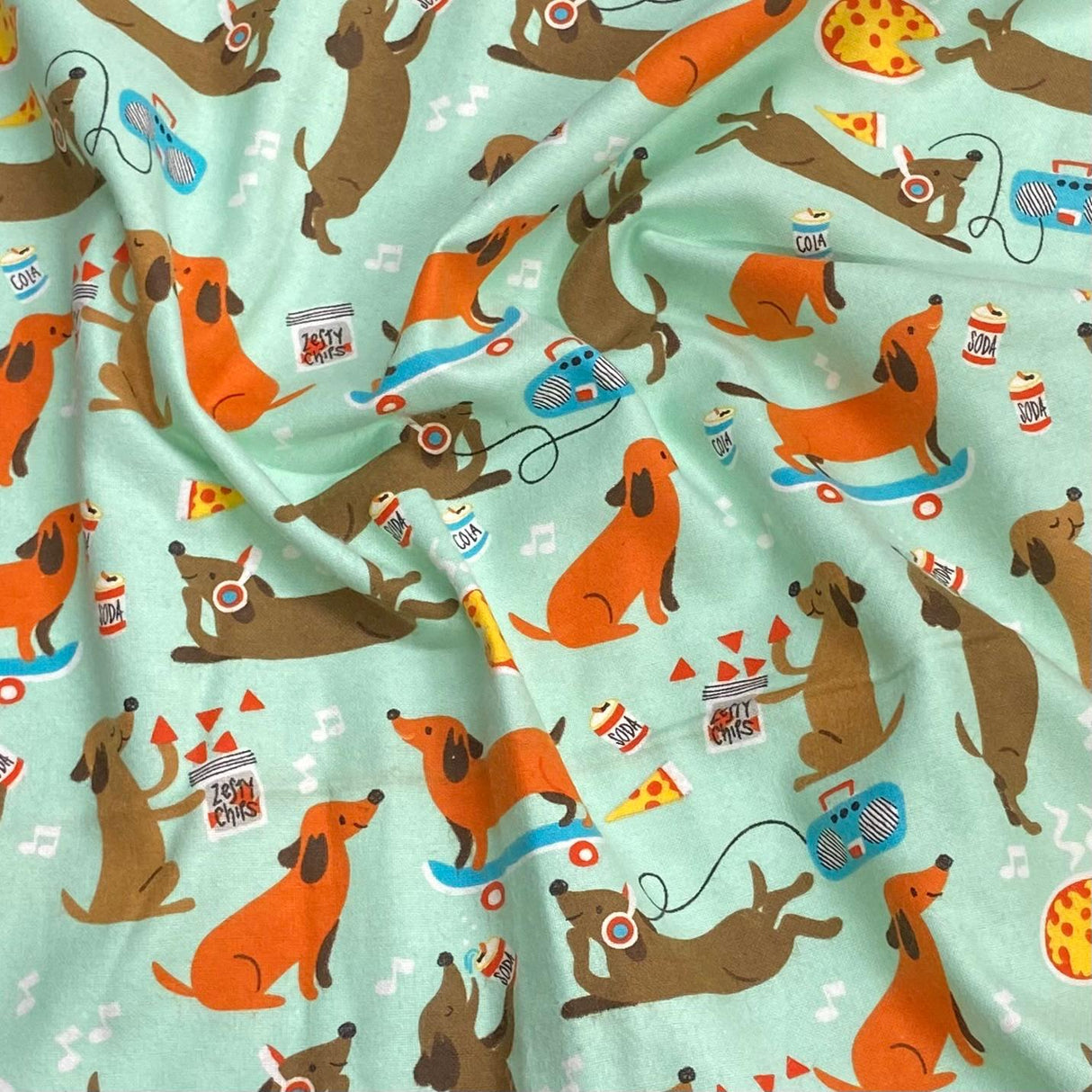 Pound A Metre Per Metre Per Metre High Quality Brushed Cotton - 45" Wide (Mint Dog)