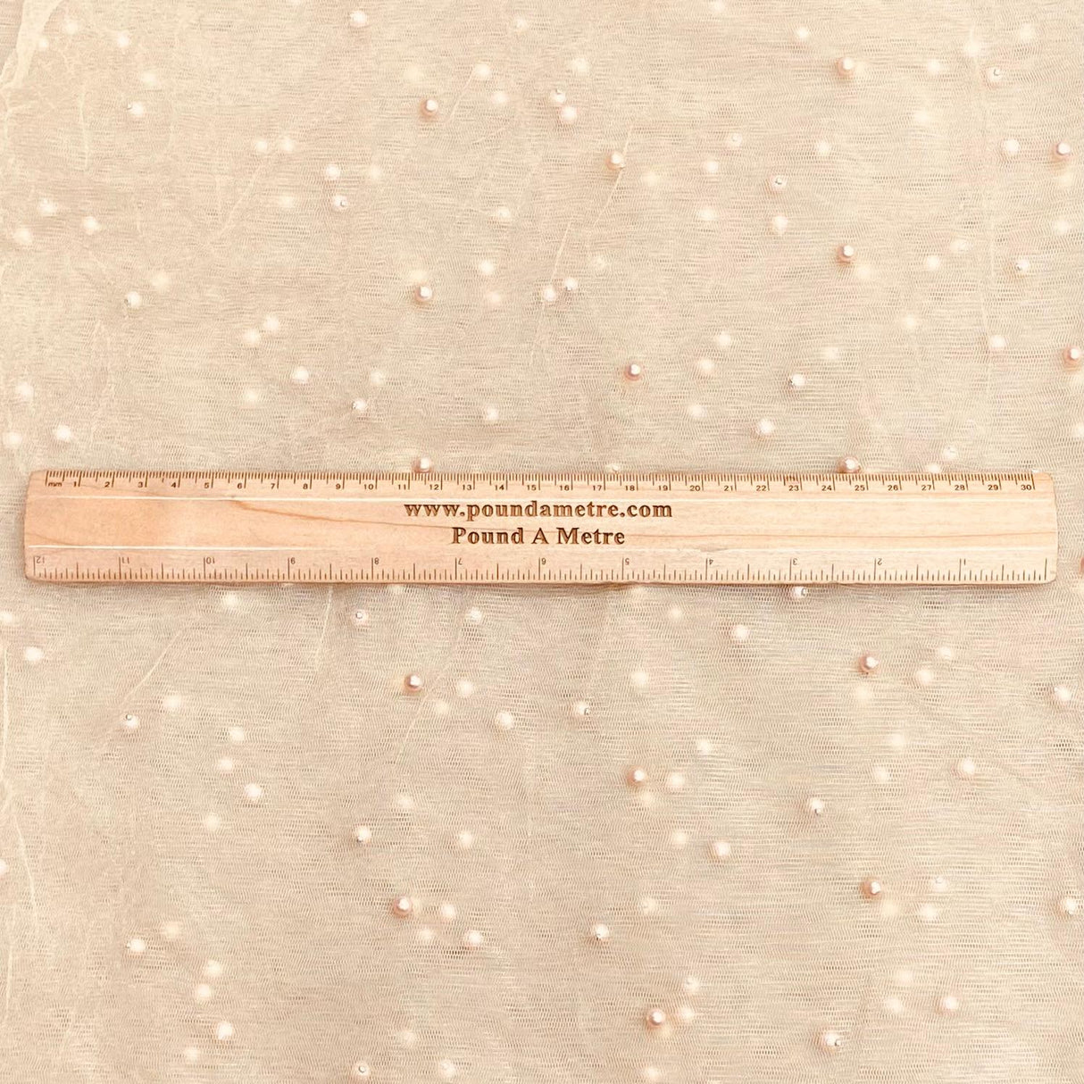 Pound A Metre Per Metre Luxurious Beads On Mesh - 55" wide (Beige)