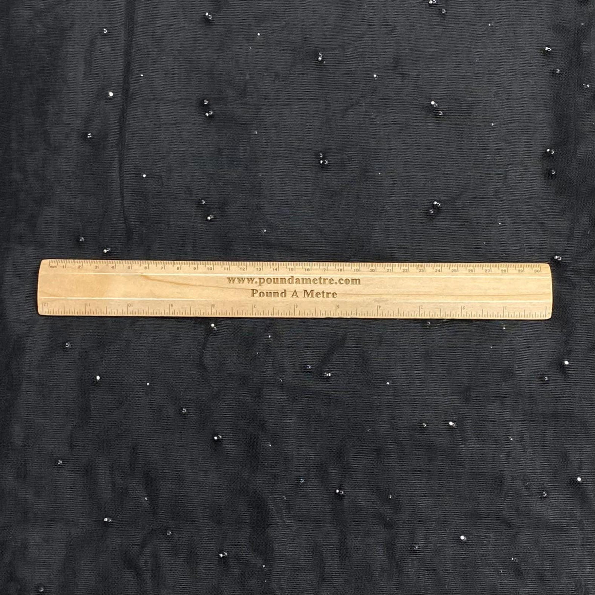 Pound A Metre Per Metre Luxurious Beads On Mesh - 55" wide (Black)