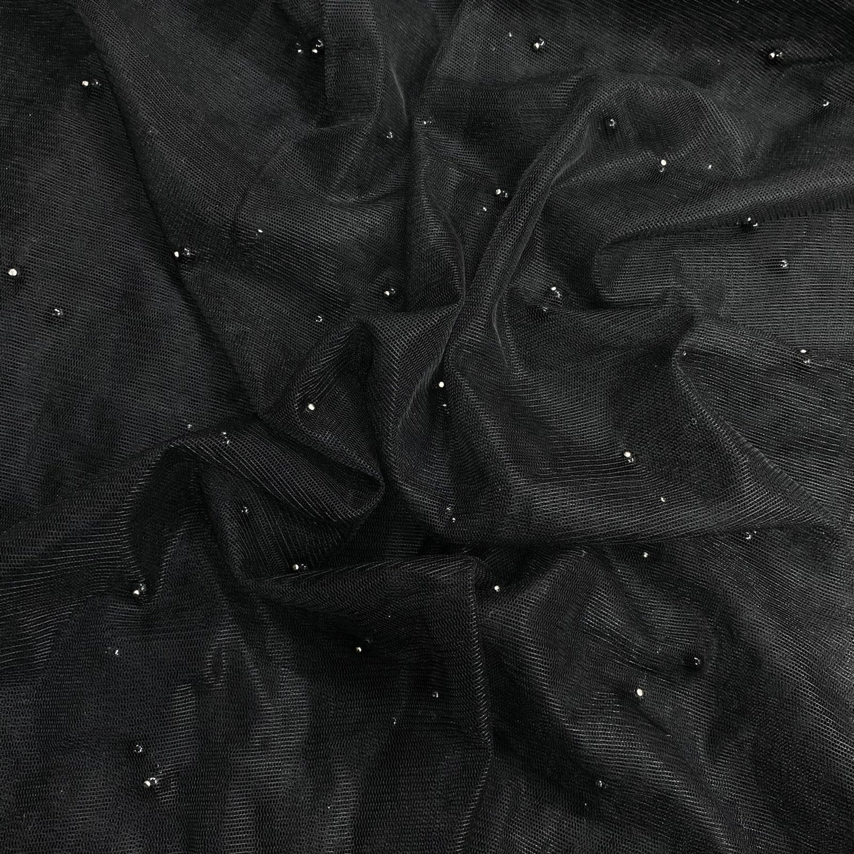 Pound A Metre Per Metre Luxurious Beads On Mesh - 55" wide (Black)