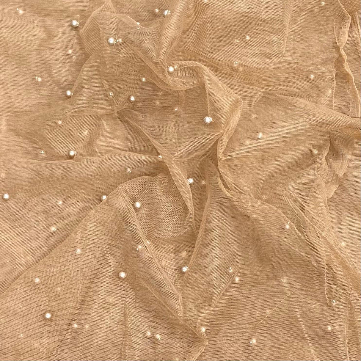 Pound A Metre Per Metre Luxurious Beads On Mesh - 55" wide (Brown)