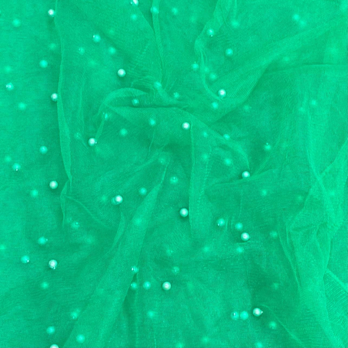 Pound A Metre Per Metre Luxurious Beads On Mesh - 55" wide (Green)