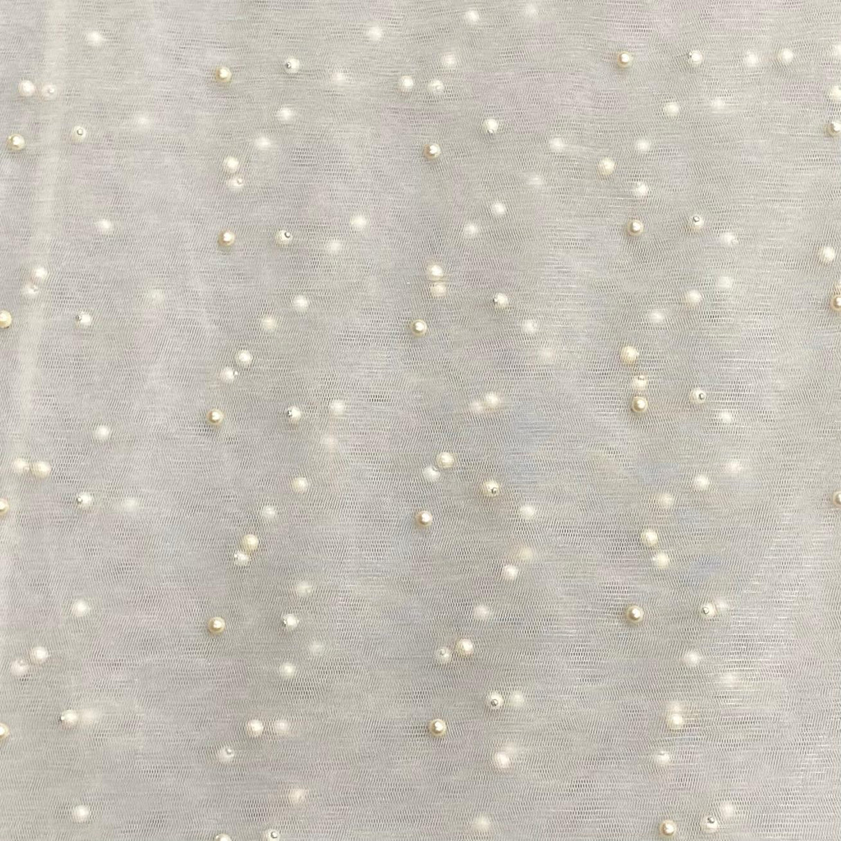 Pound A Metre Per Metre Luxurious Beads On Mesh - 55" wide (Ivory)
