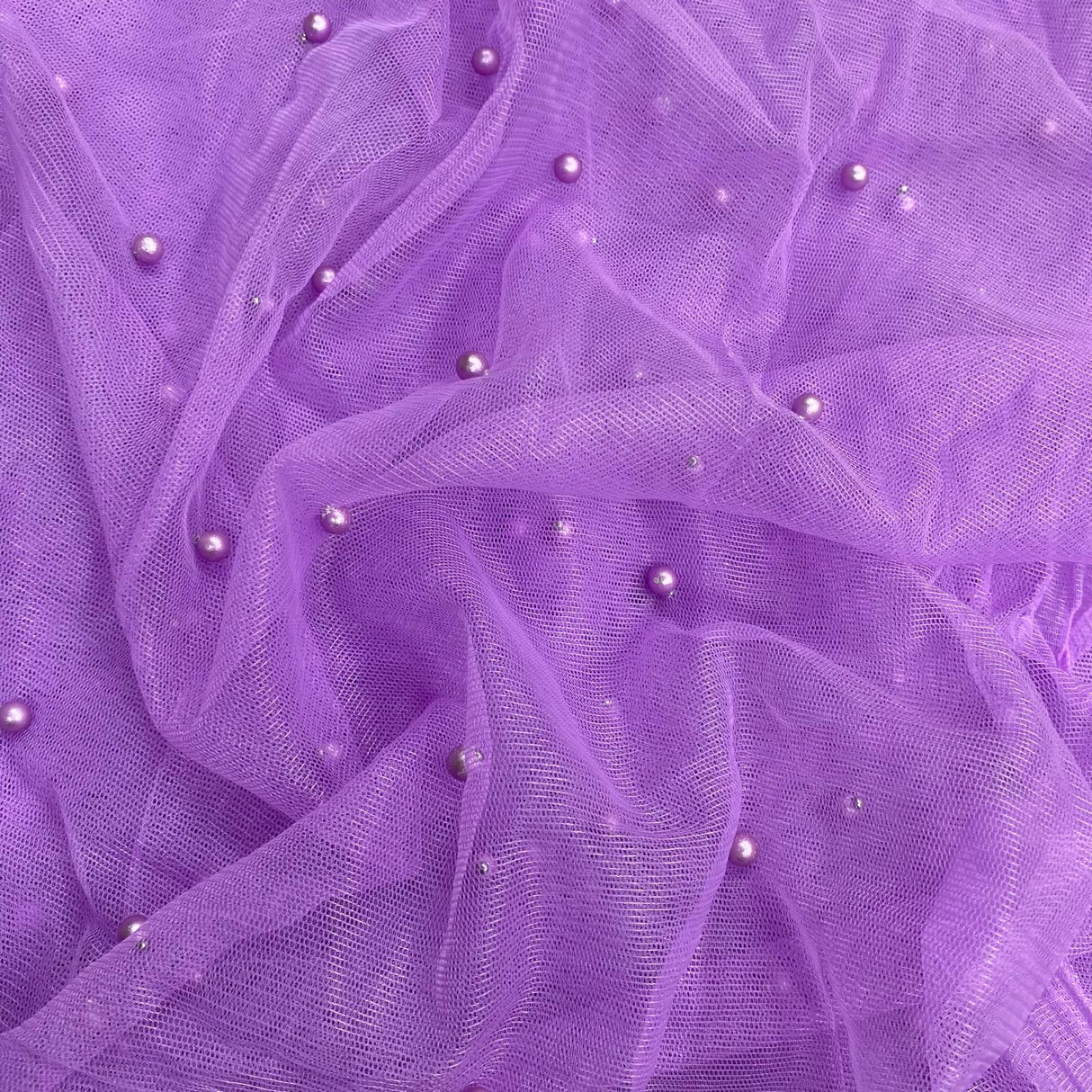 Pound A Metre Per Metre Luxurious Beads On Mesh - 55" wide (Lilac)