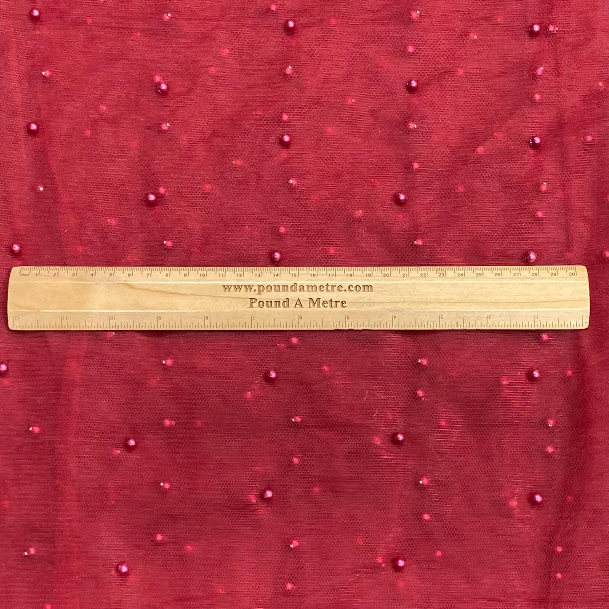 Pound A Metre Per Metre Luxurious Beads On Mesh - 55" wide (Maroon)