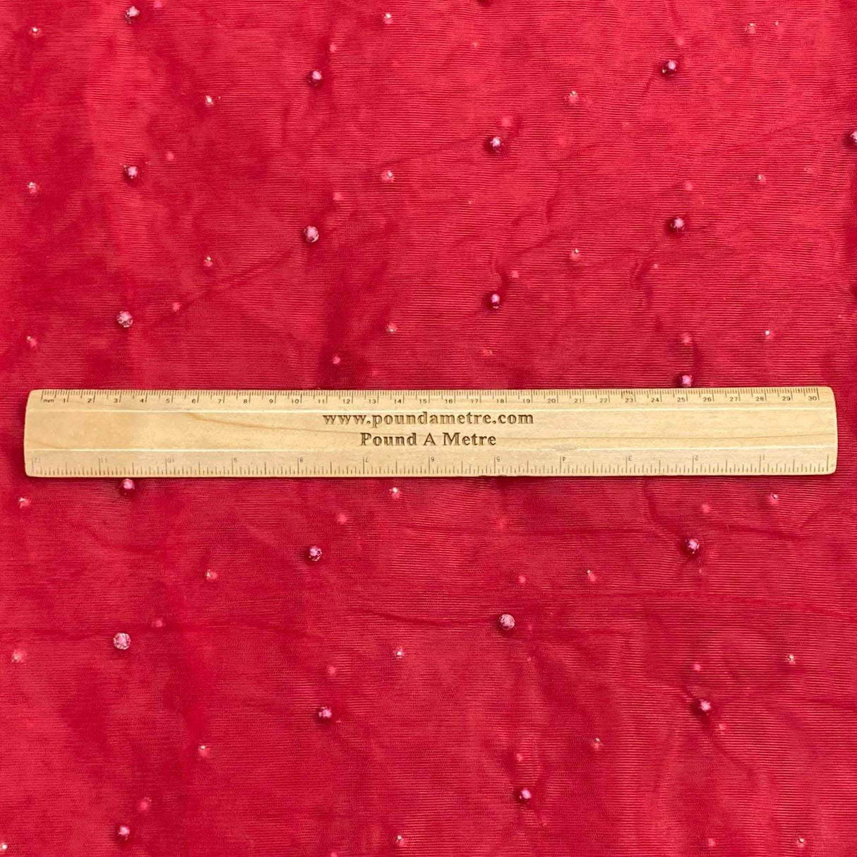 Pound A Metre Per Metre Luxurious Beads On Mesh - 55" wide (Red)