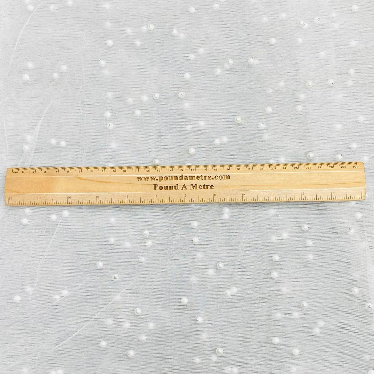 Pound A Metre Per Metre Luxurious Beads On Mesh - 55" wide (White)