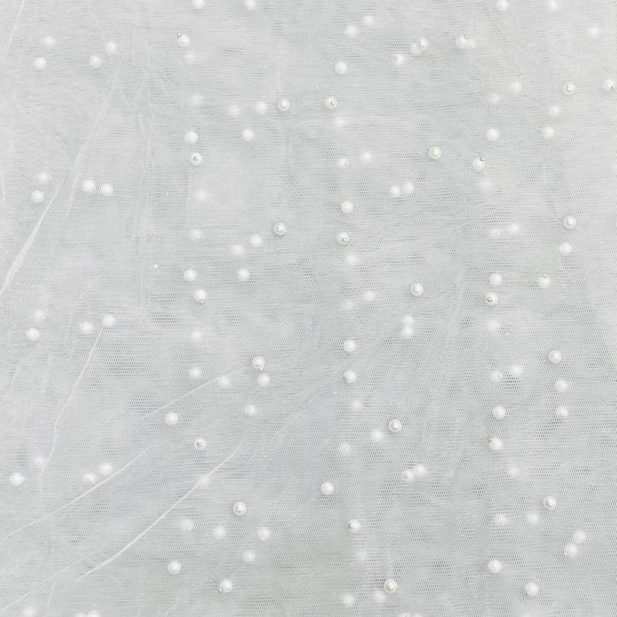 Pound A Metre Per Metre Luxurious Beads On Mesh - 55" wide (White)