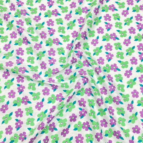 Pound A Metre Per Metre Luxury Dressmaking 100% Cotton Lawn- 60" (Green & Purple)