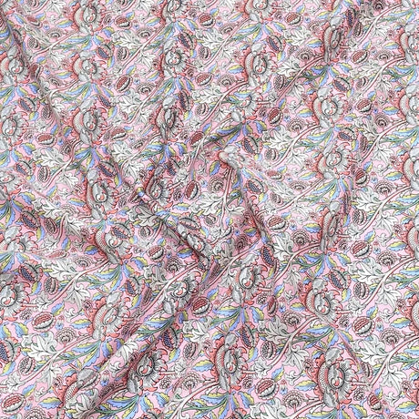 Pound A Metre Per Metre Luxury Dressmaking 100% Cotton Lawn- 60" (Pink Flowers)